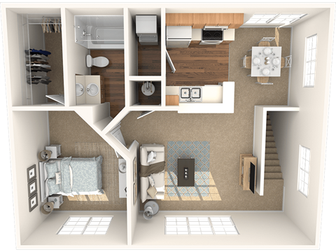 Floor plan for 1 bed, 1 bath, 818 sqft
